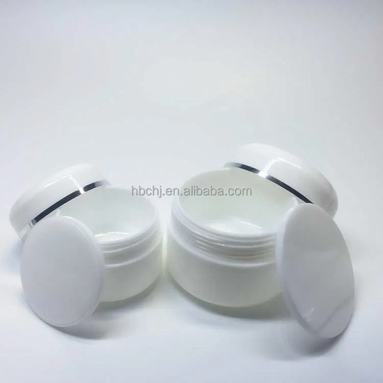 cosmetic cream body scrub container 10g 20g 30g 50g 100g 150g 200g 250g White PP plastic jar with gold silver edge dome lid