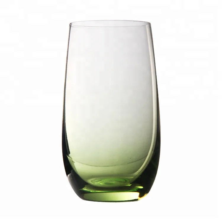 Custom Decorative Green Colored Hand Painted Stemless Wine Glasses