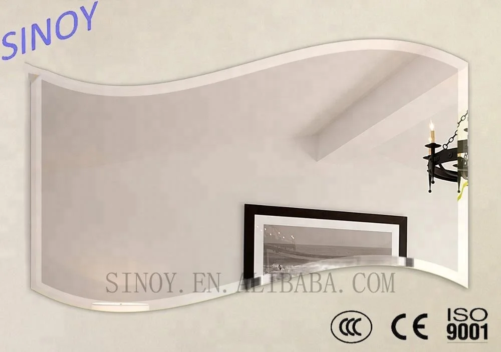 Modern Wall Mirror Deco Mirror Unframed with Beveled Edge/polished Decorative Art Glass Wooden Crate Support Customer Size SINOY