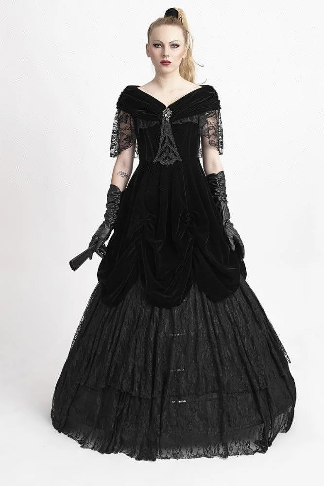 PUNK RAVE Q-273 Velvet Gothic Lolita Party Evening Dress