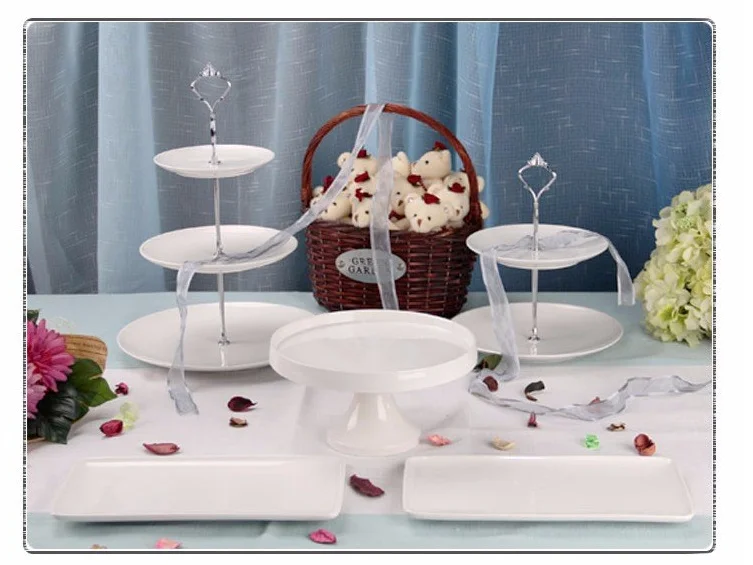 Wedding Afternoon Tea Cake Stand Plate Decorative Cake Plate Porcelain Tiered Wedding Cake Stand