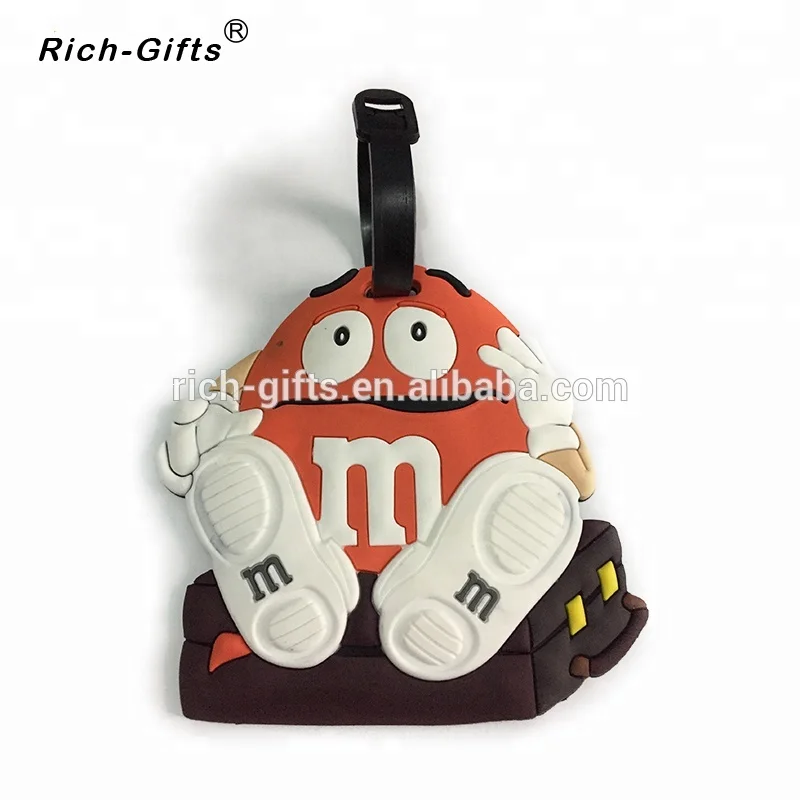 Custom 3D PVC rubber cartoon M LOGO Luggage Tags (RL-0039)
