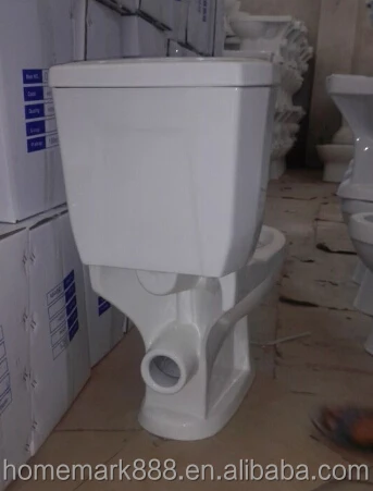 Square Design Ceramic Two Pieces P trap Toilet with Big Outlet Hole
