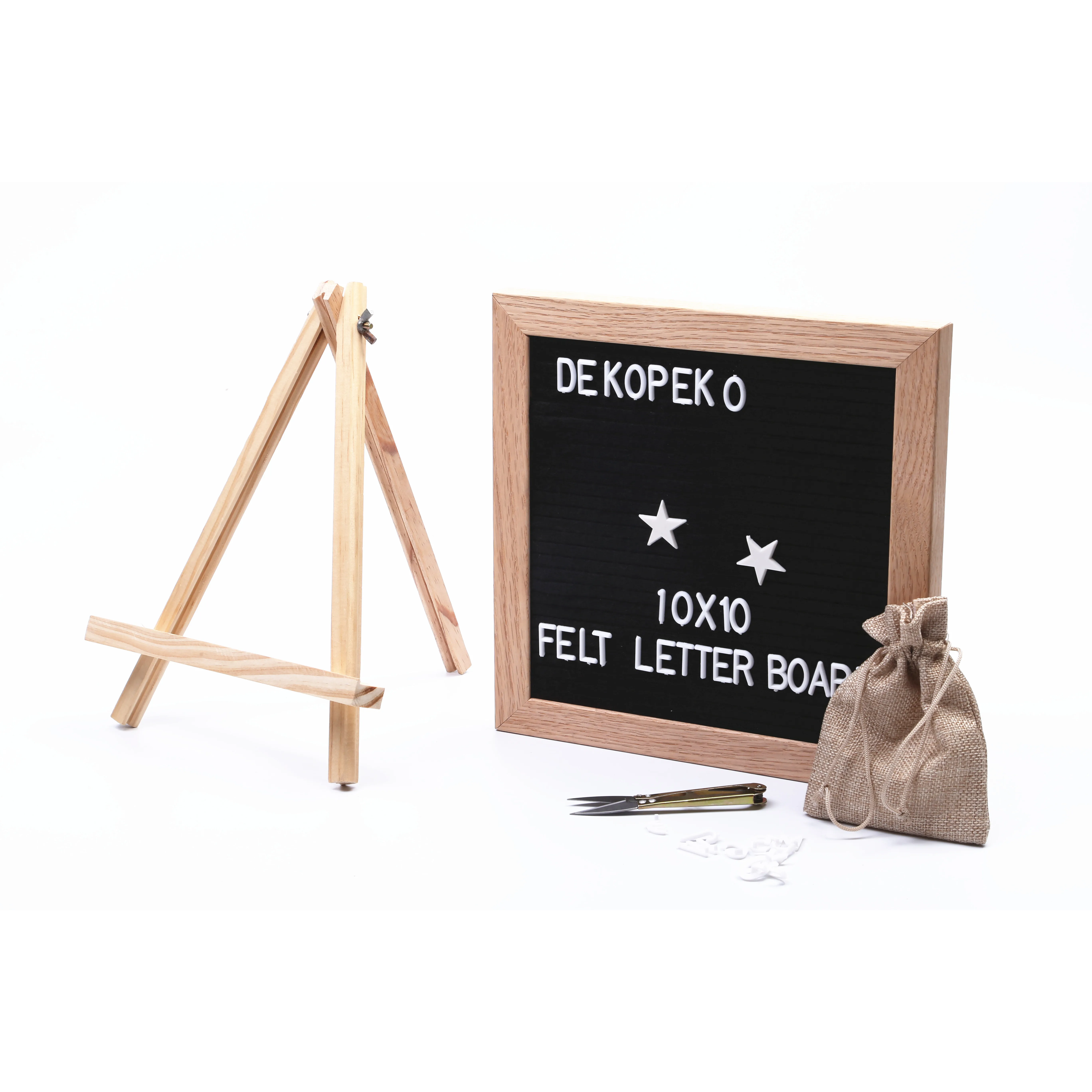 Home Decoration 10*10Inch Oak Frame Wood Crafts Felt Letter Board