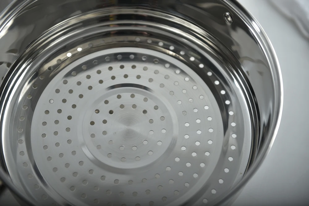 SKU In Stock 28cm 3 Tiers S/S Handle with Silica Gel Steamer Stainless Steel Pot Set LB-1867D