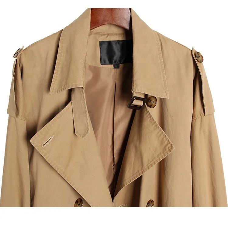 Fashionable New Arrival design  Solid color Cotton long Trench Coat for Women