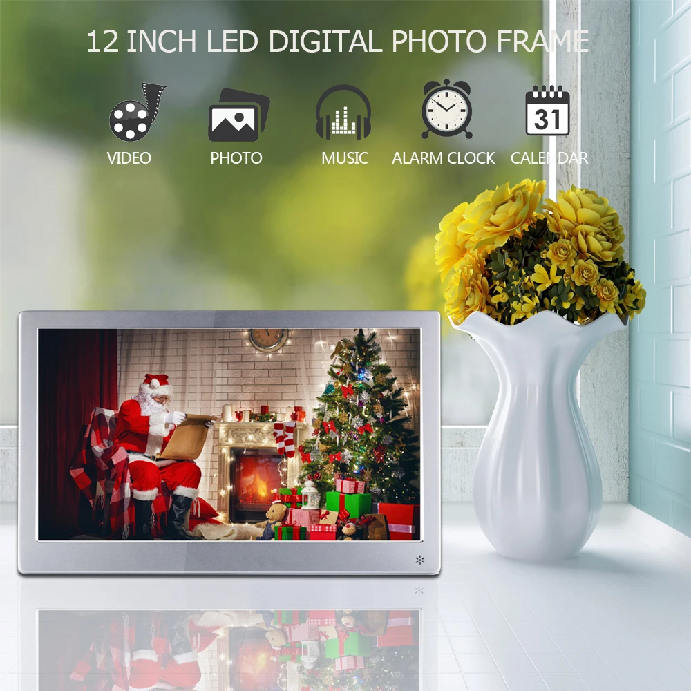 Christmas gift full hd lcd digital photo frame12 inch advertising screen electronic photo frame