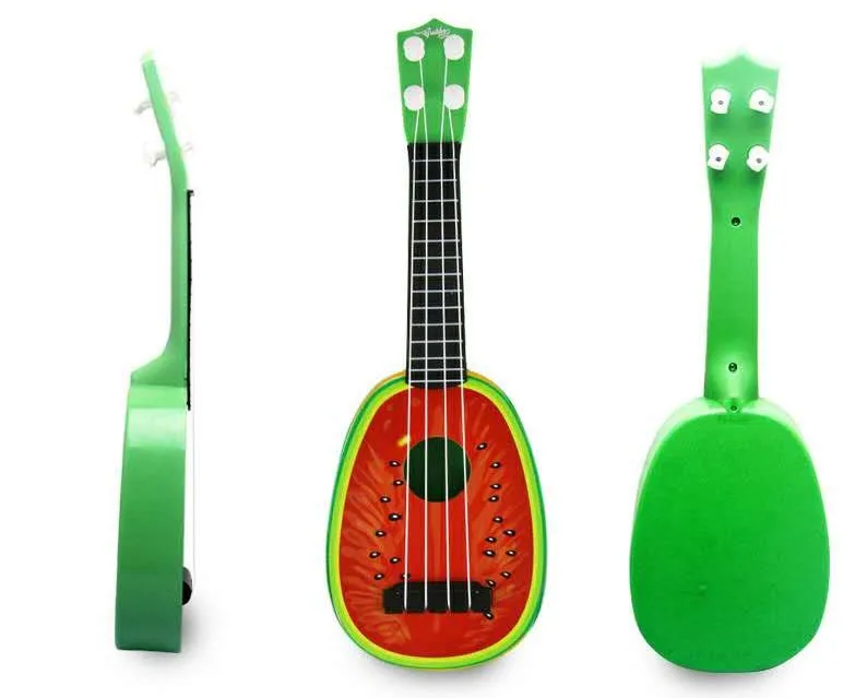 Most Popular early educational Toy Plastic Orange Watermelon  Strawberry Kiwi Fruit Ukulele Guitar for children