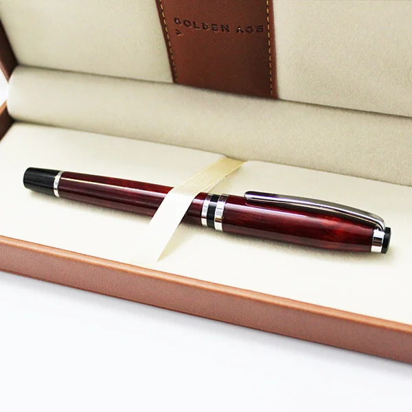 RCGS-034 Hot Sale Baoer Metal Custom Logo Red Black Pen Classic Elegance Roller Ball Point Ballpoint Pen Set With Box