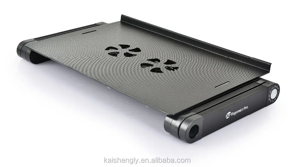 Ergonomic Aluminum Adjustable  Laptop Table Stand with 2 CPU Cooling Fans