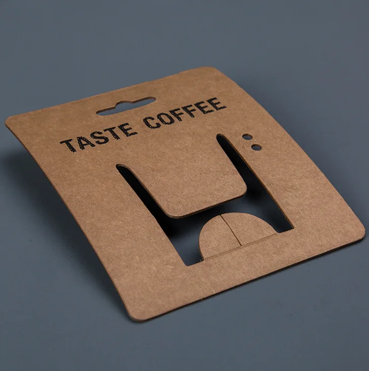 Coffee cup packaging yiwu business kraft custom hard paper display hang header card packaging printer logo sheets holder stock