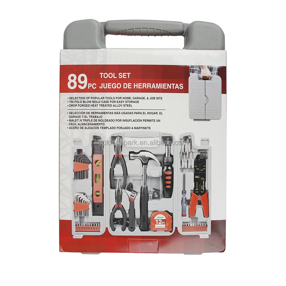 89 Piece Household Hand Tool Set Kit Box with Hard Storage Case