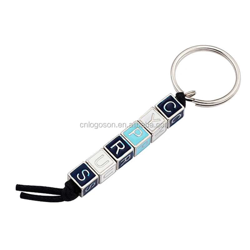 Souvenir Italy Dice Custom Metal Italian Beaded Keychain Letters Keyring