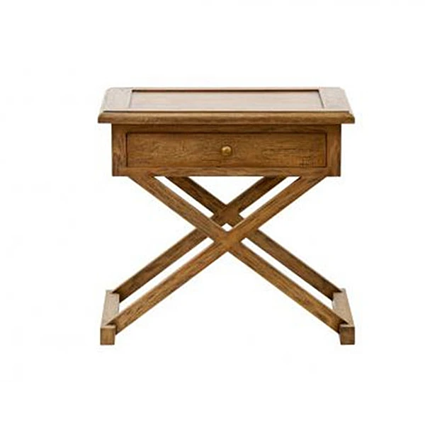 Vintage Provincial cross legs cheap Bedside Table with Drawer,cross leg coffee table