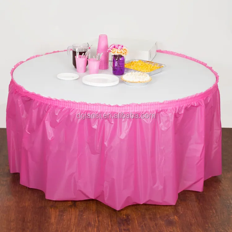 
Wholesale High Quality Plastic Ruffled Table Skirt Decoration, Table skirting Designs For Wedding 