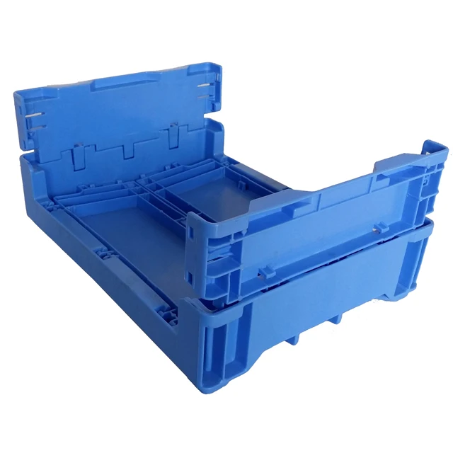 foldable collapsible moving folding crate plastic storage box with lid