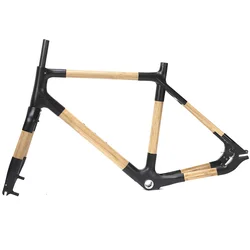 550-3 City Bicycle Front Fork Solid Bamboo Road Bike Frame With Carbon Fiber Connector
