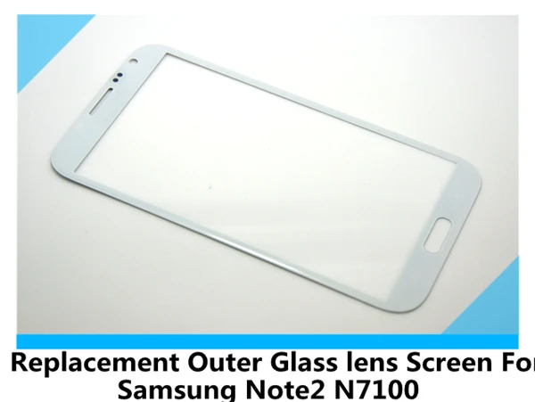 внешняя оптовая экран стеклянный объектив для Samsung Примечание2 (N7100) белого цвета водонепроницаемый