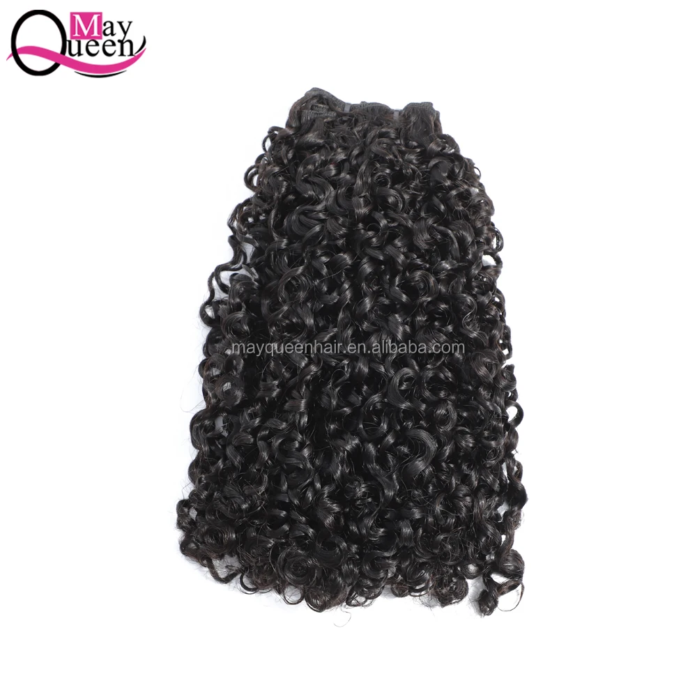 May Queen Hot Sale Flexi/Pixie/Pissy Curl Double Drawn Brazilian Human Hair Weft Fumi Hair Remy Hair Extention