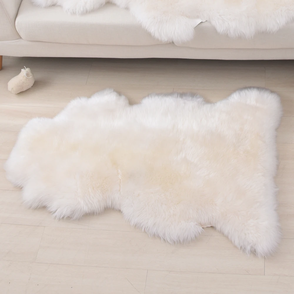 
Single Pelt Genuine Dyed Natural Fur Shaggy Sheepskin Area Carpet Rug for Home Decor 