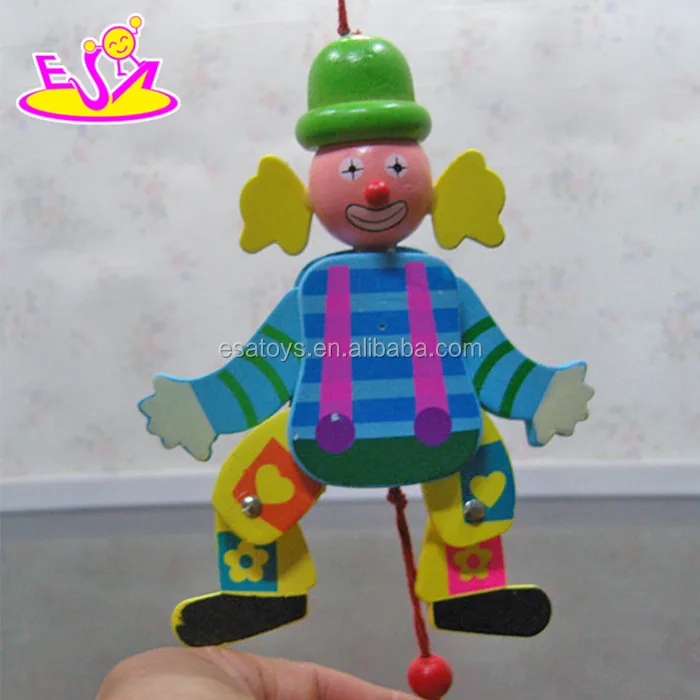 high quality kid wooden cute clown toys,best sale wooden cartoon clown doll toys,cheap toy wooden clown W02A059E