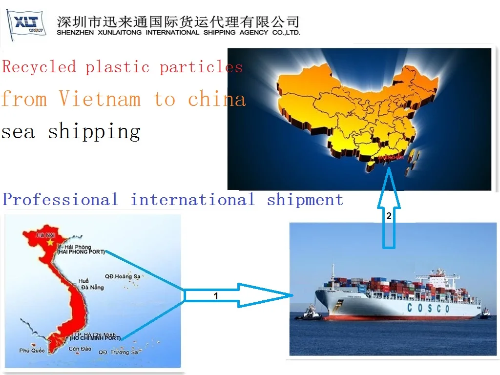 Recycled plastic particles by sea shipping from Vietnam to china Professional international shipment agent