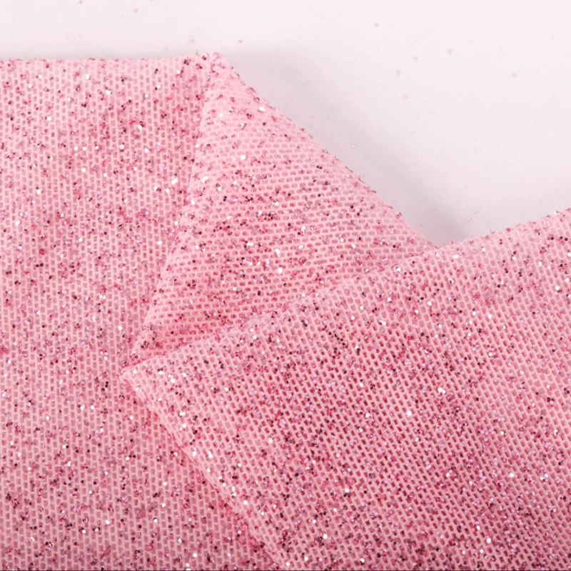 95% nylon 5% spandex pink mesh glitter fabric for garment clothing dress clothing textile custom elastic