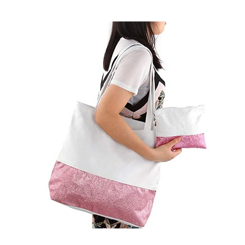 High quality glitter shopping cotton bag canvas cotton tote bag cotton carrying bag
