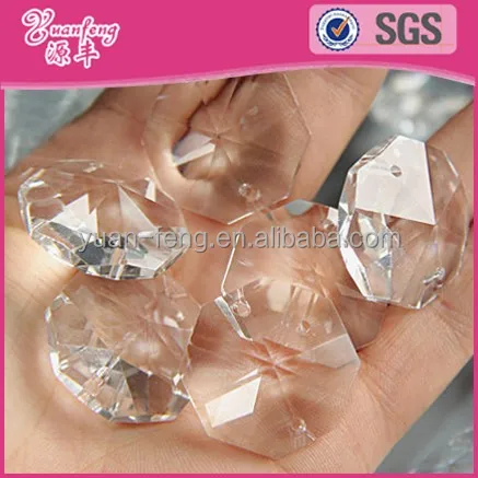 hot wholesale plastic clear transparent octagon acrylic faceted beads for decoration
