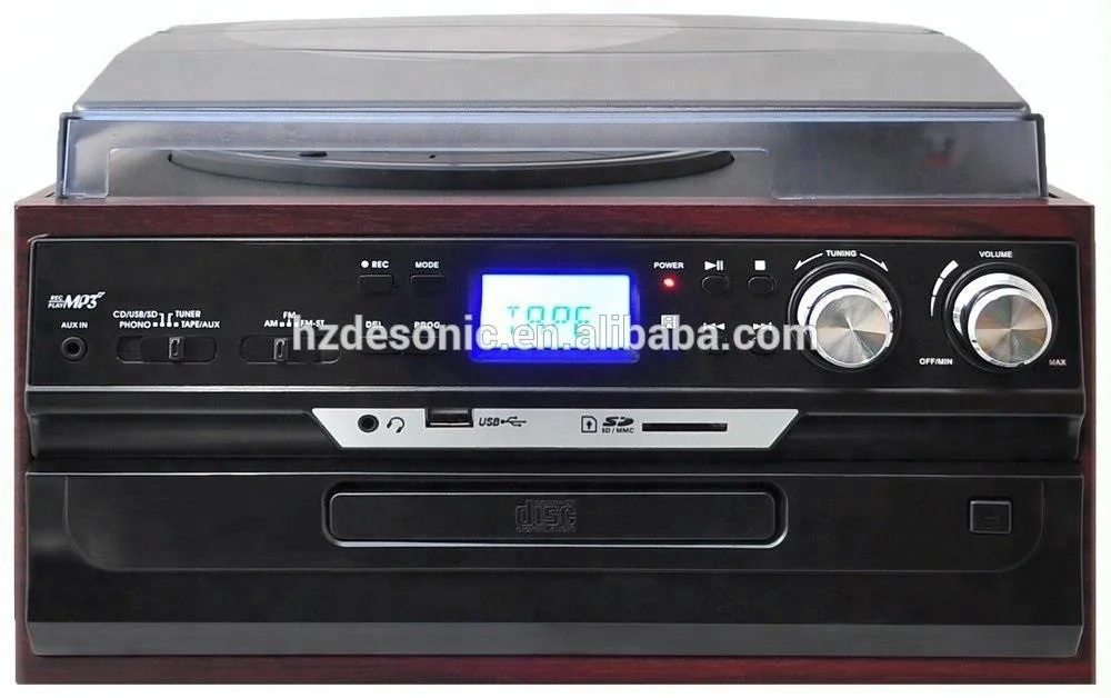 USB RECORDING VINYL TURNTABLE PLAYER WITH CD CASSETTE AND RADIO
