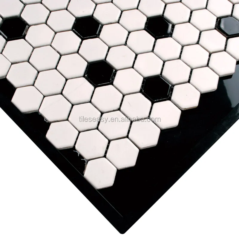 Hexagon white ceramic mosaic tiles for swimming pool and bathroom