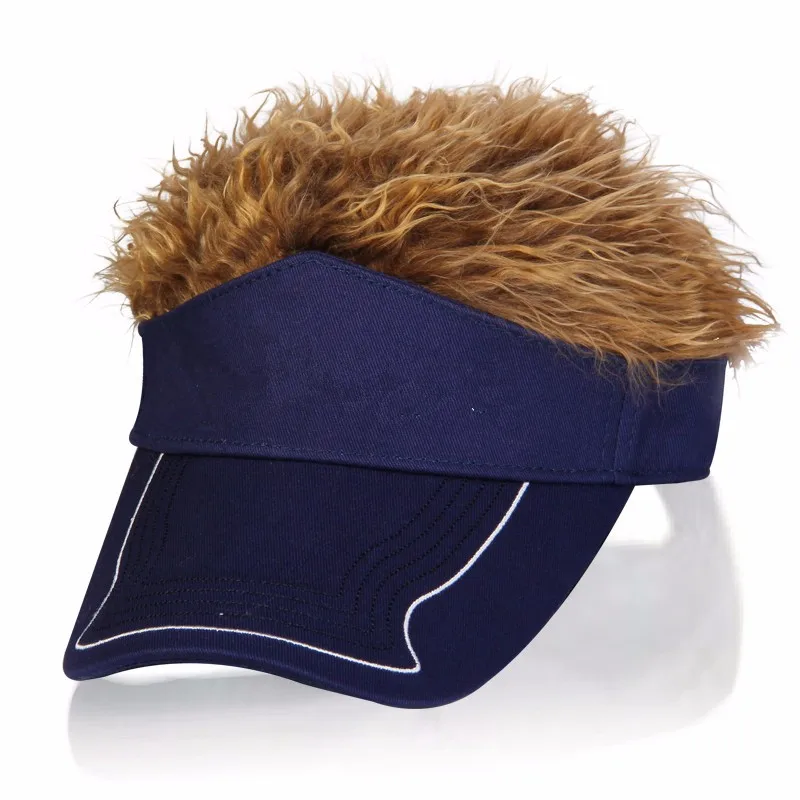 Golf hat with fake hair custom 3D embroidery golf caps
