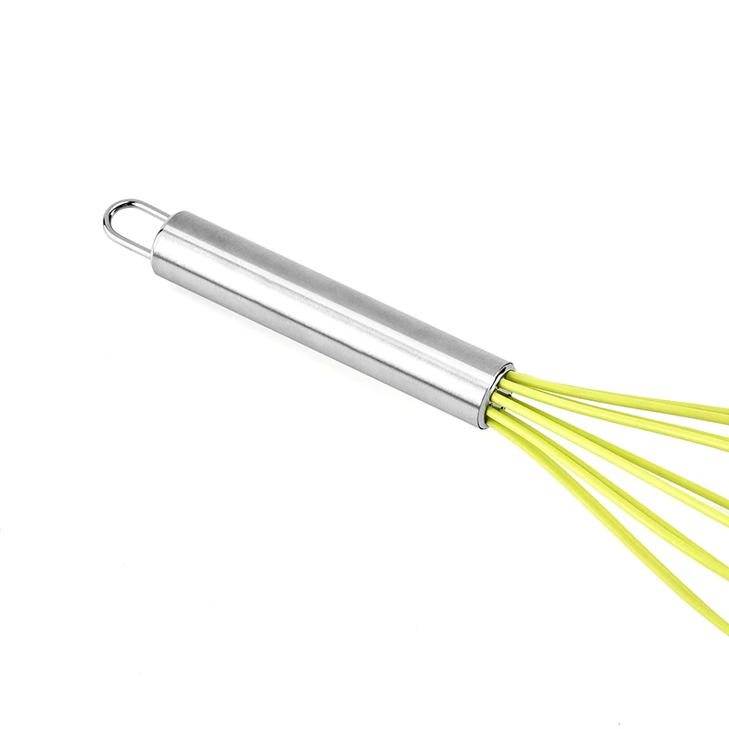 kitchenware 10 inch egg beater stainless steel handle silicone egg whisk