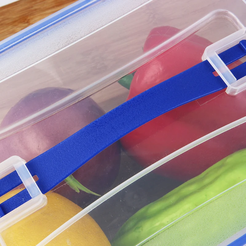 2400ml airtight picnic easy-carry pickle storage box transparent plastic PP food container with handle and snap lock