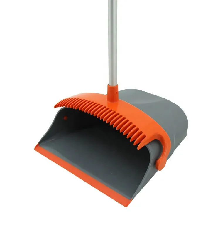 new products Long handle broom and dustpan orange soft sweep broom dustpan and brush set