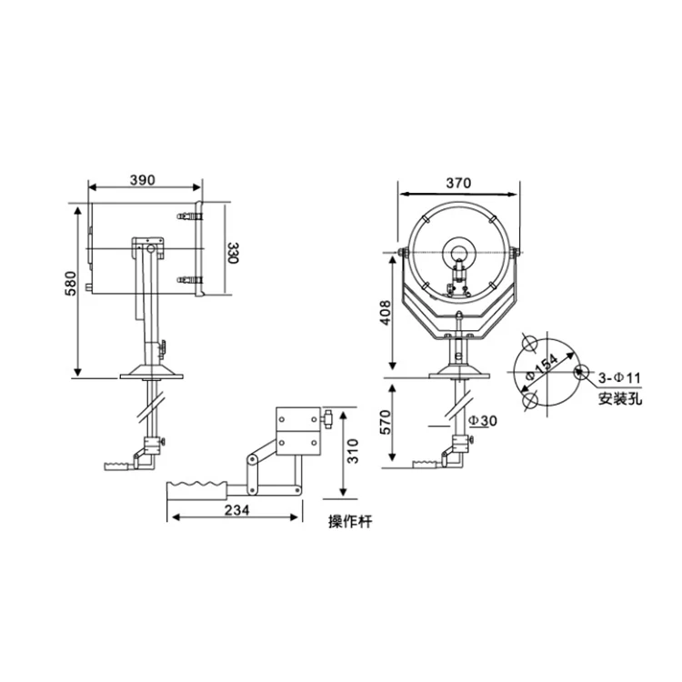 TG26 ABS Certified 500W long range Marine Search Light