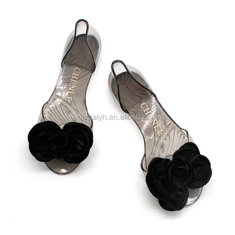 Женские сандалии-желе из ПВХ с плоской подошвой и бантом