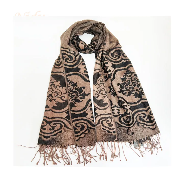 Factory promotional jacquard floral pashmina scarf cheap shalws women low MOQ