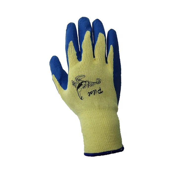 10 gauge polyester/cotton knitted latex coated crinkle work gloves