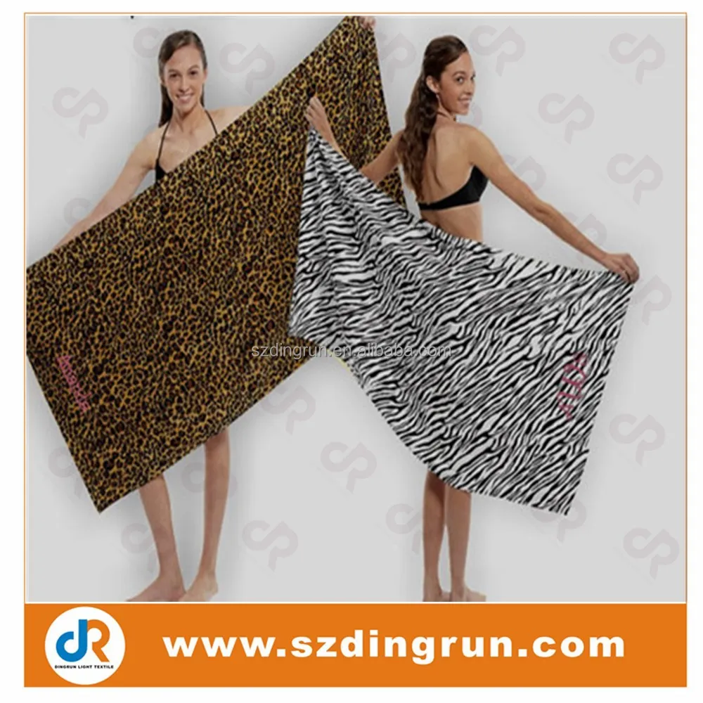 Leopard Print Terry Velour Beach Towels