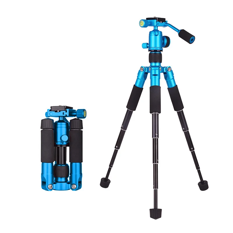 Mini Tripod Holder Small Lightweight Tripod 2 Way Fluid Pan Head for DSLR Video Cameras Table Tripod with Pan Head 2 Sections
