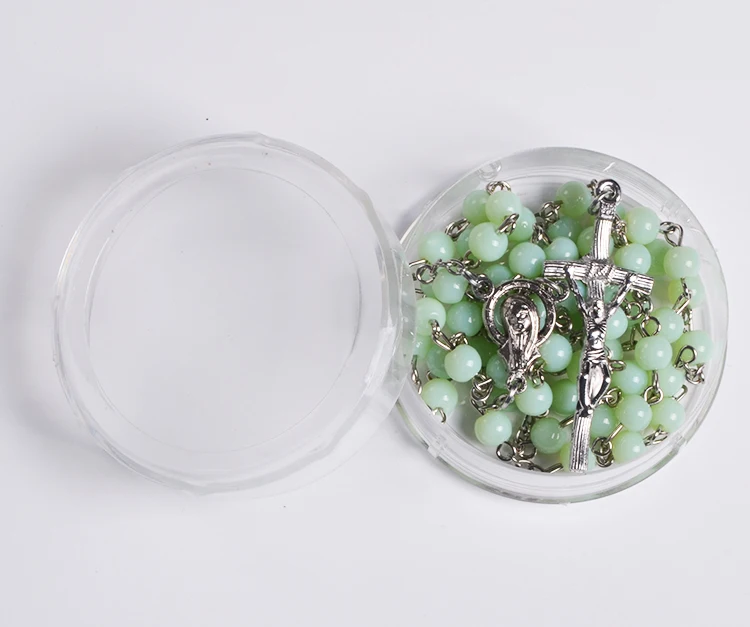 
Popular Religious Gift Transparent Round Shape Box Saint Picture Rosary Necklace Boxes  (60556052112)