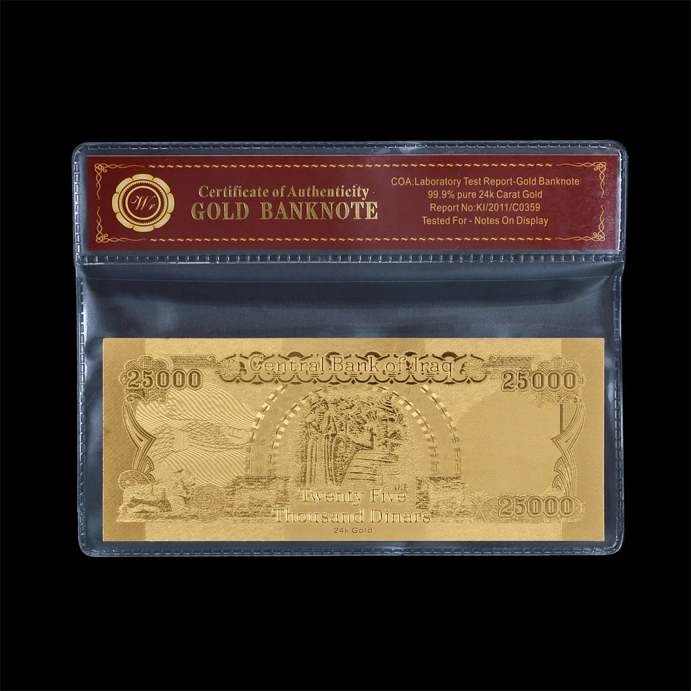 Paper money banknote euro gold foil Iraqi banknote with color priting as Business & Christmas Gifts
