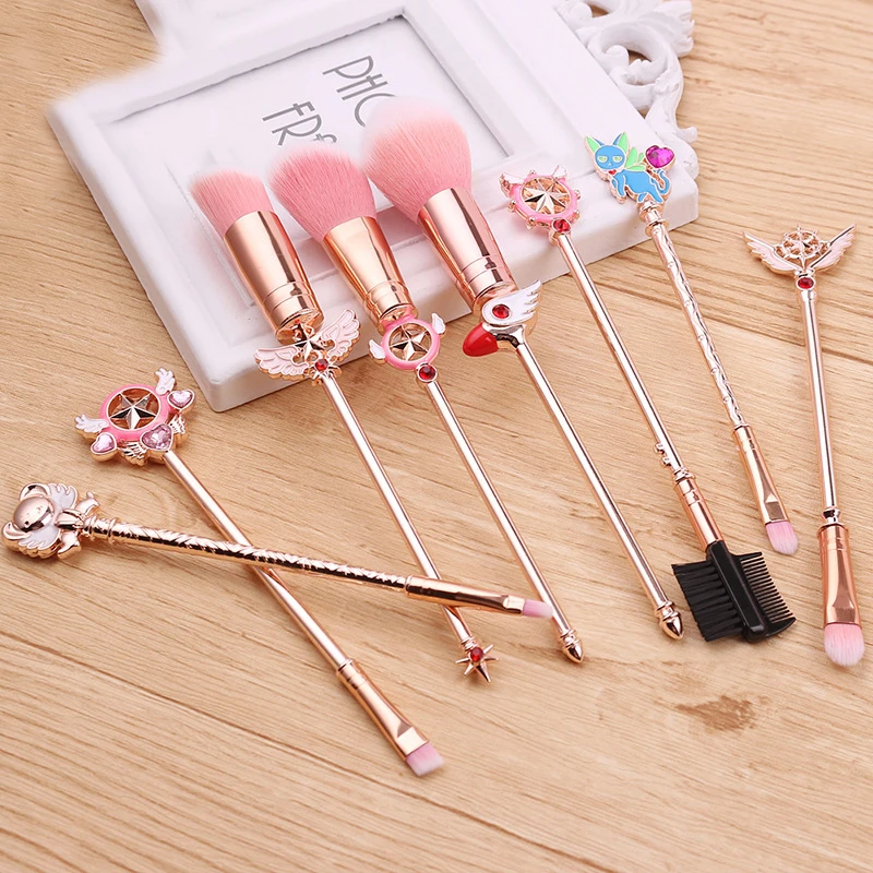 
2019 trending product pink hair golden metal handle japanese cosmetic makeup brushes 