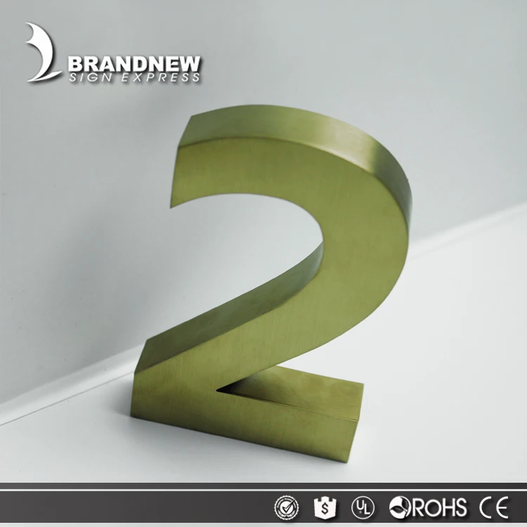 Factory custom brushed surface 3d house number stainless steel numbers