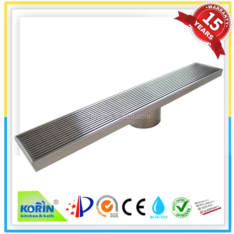 
stainless steel linear shower floor drain with wedge wire grate 