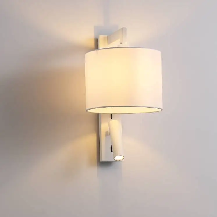 
2019 hotel E27 fabric shade Bedside headboard led reading wall light 