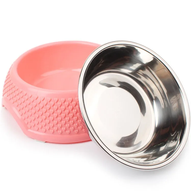 Wholesale Plastic Single Pet Feeding Bowl Stainless steel Dog Food Bowl