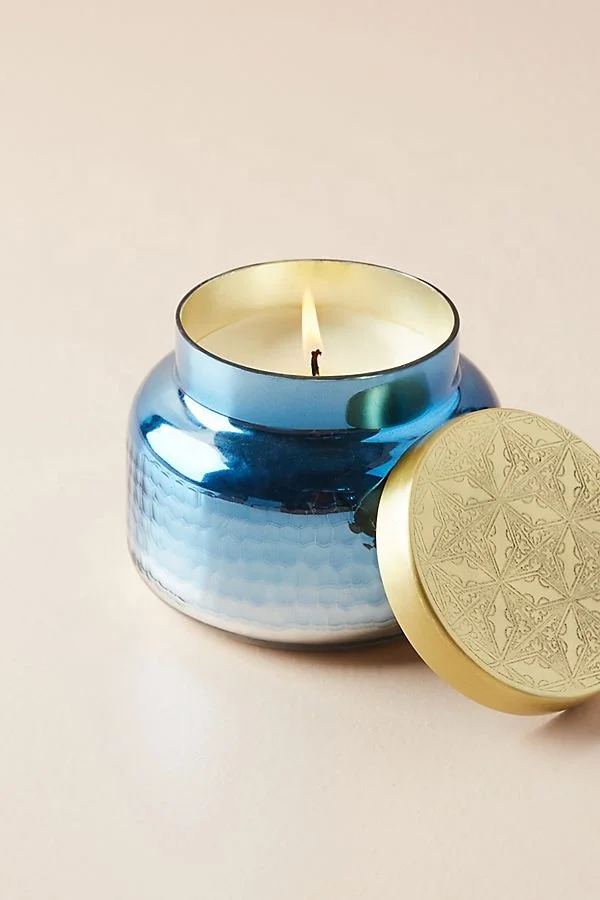 Candle Jar Metal Lid Bulk Wax Scented Candle for Air Freshener Scented Glass Home Decoration Aromatherapy Pillar