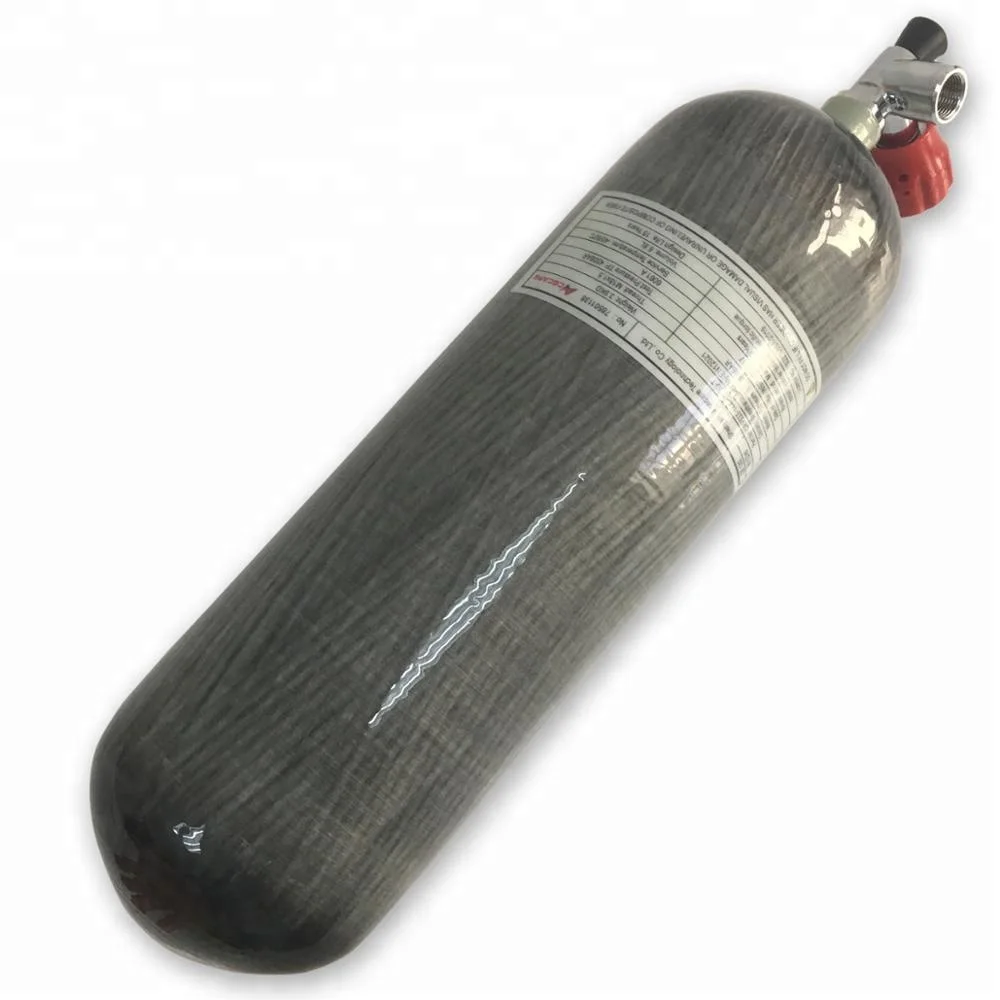 
Acecare high quality 6.8L CE carbon fiber oxygen scuba diving gas cylinder with red valve 